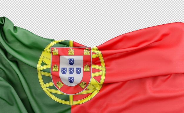 PSD flag of portugal isolated on white background with copy space above 3d rendering