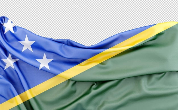 Flag of Solomon Islands isolated on white background with copy space above 3D rendering