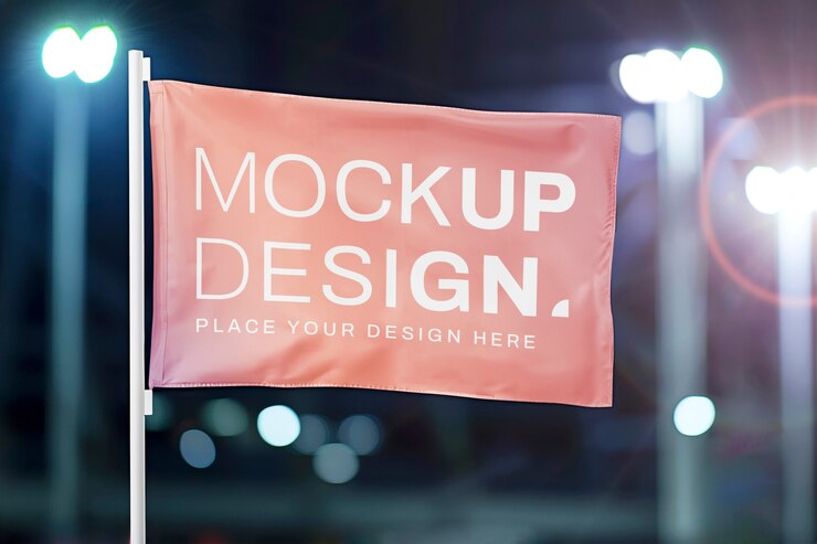 PSD flag on stadium mockup
