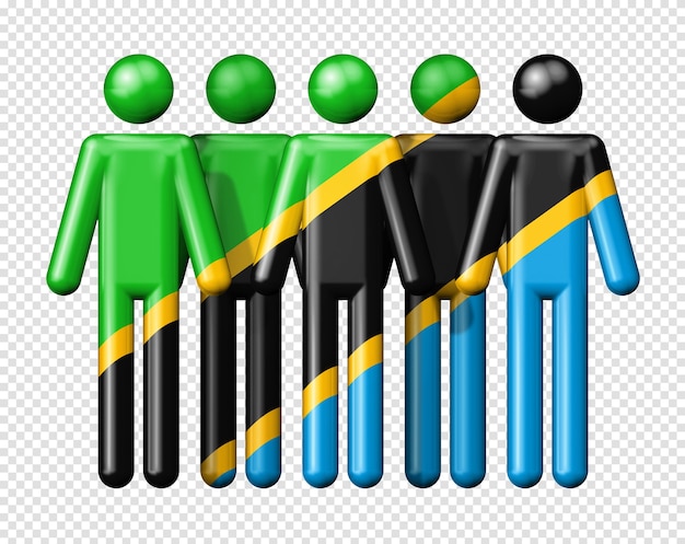 PSD flag of tanzania on stick figure national and social community symbol 3d icon