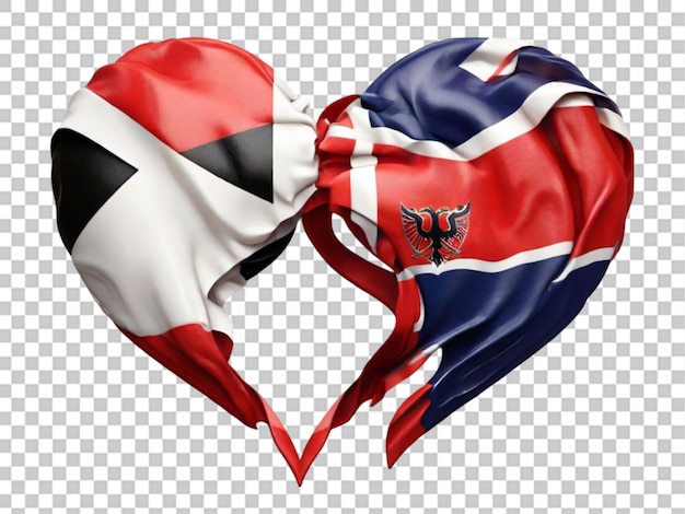 PSD flag of united kingdom heart on transparent background