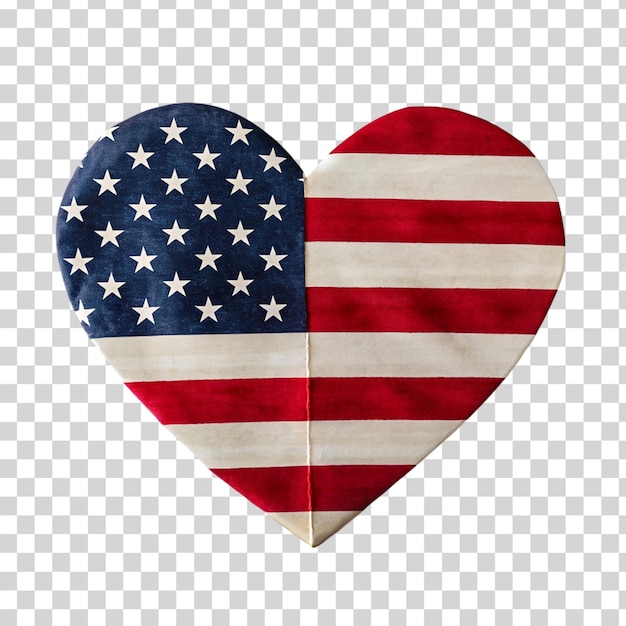 Flag of the united states of america in heart shape on a transparent background