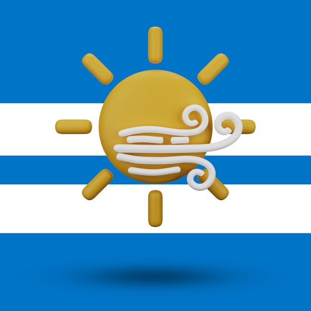 PSD a flag with a sun and wind blowing on it