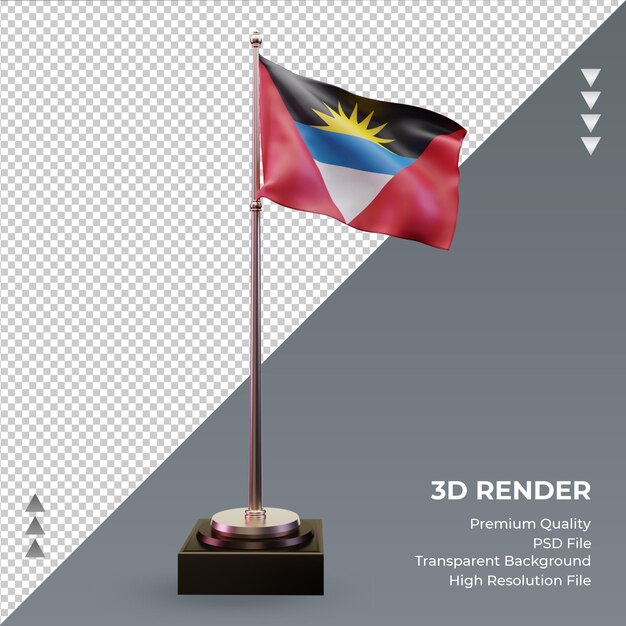 Flaga 3d Antigua I Barbuda Renderująca Widok Z Przodu