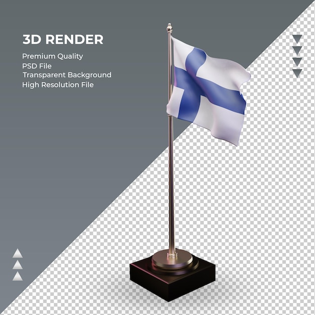 PSD flaga 3d finlandii renderuje prawy widok