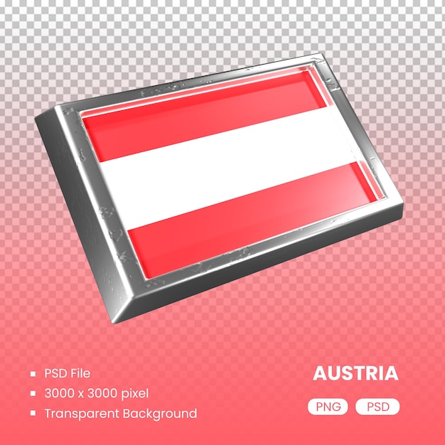 Flaga Austrii Renderowania 3d Z Metalowym Materiałem