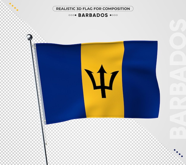 PSD flaga barbadosu z realistyczną teksturą