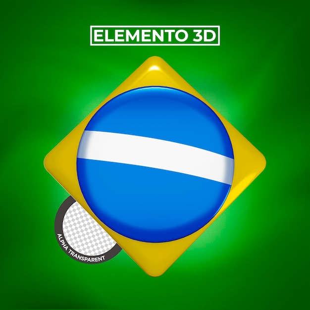 PSD flaga brazylii, element 3d lub ikona 3d