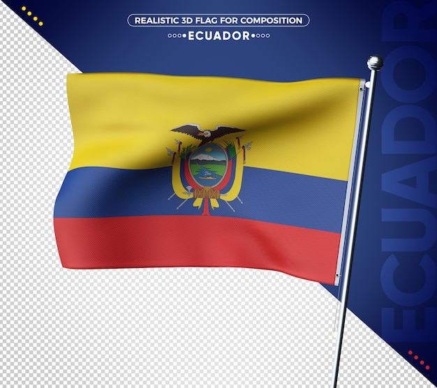 Flaga Ekwadoru 3D z realistyczną teksturą