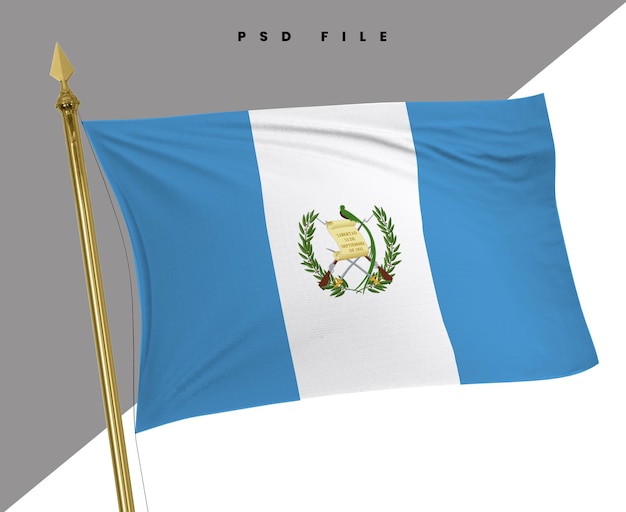 PSD flaga gwatemali o realistycznym wyglądzie i przezroczystym tle