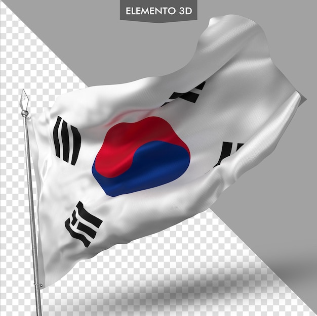 PSD flaga korei południowej premium renderowania 3d