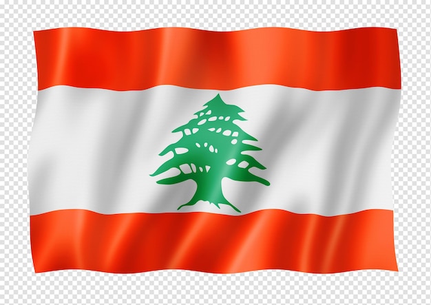 Flaga Libanu Odizolowana Na Białym Sztandarze