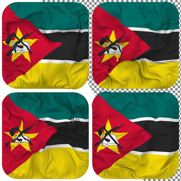 PSD flaga mozambiku giermek kształt odizolowany różny styl macha guz tekstury renderowania 3d