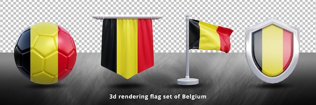 Flaga Narodowa Belgii Zestaw Ilustracji Lub 3d Realistyczna Ikona Flagi Belgii Macha Flagą Kraju