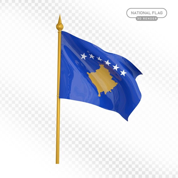 Flaga Narodowa Kosowa 3D Render