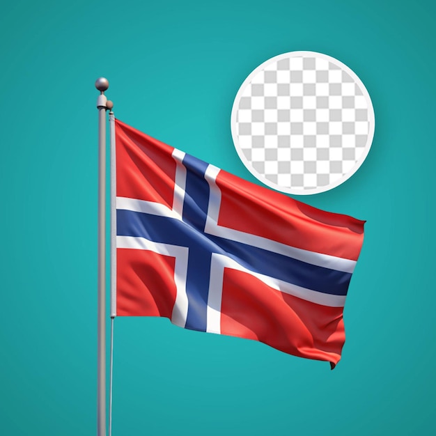 PSD flaga narodowa norwegii odizolowana 3d