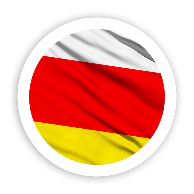 Flaga Osetii Południowej z białą okrągłą ramą
