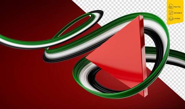 PSD flaga palestyny kolory biała i zielona machająca palestyńską flagią na czerwonym tle ilustracja 3d