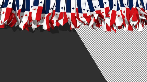 Flaga Panamy Różne kształty pasków tkaniny wiszące z góry renderowania 3D