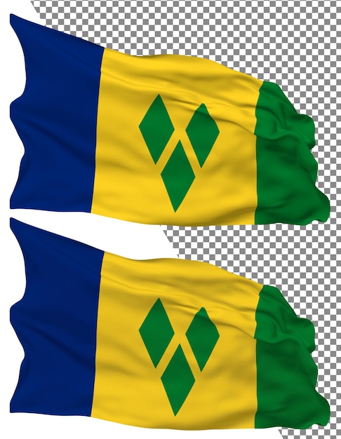 PSD flaga saint vincent grenadines fala izolowana zwykła tekstura bump przezroczysty tło rendering 3d