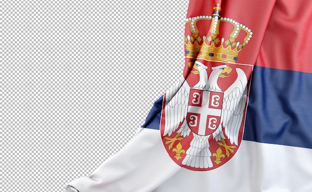 PSD flaga serbii z pustą przestrzenią po lewej stronie izolowany rendering 3d