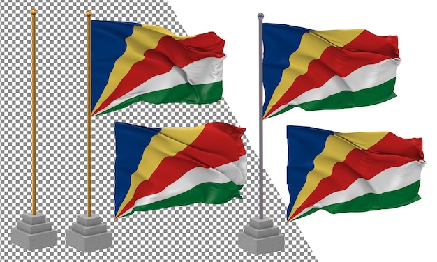 Flaga Seszeli Macha Innym Stylem Z Izolowanym Słupem 3d