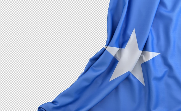 PSD flaga somalii na białym tle z pustą przestrzenią po lewej stronie. odosobniony. renderowanie 3d