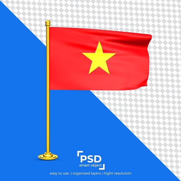 Flaga Wietnamu Macha Na Białym Tle Na Przezroczystym Tle