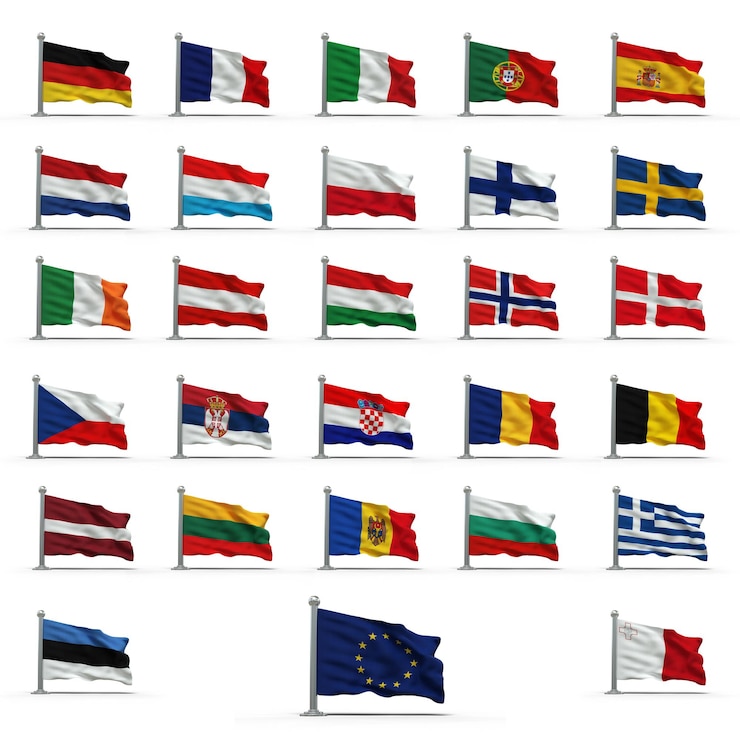 PSD flagi krajów europejskich