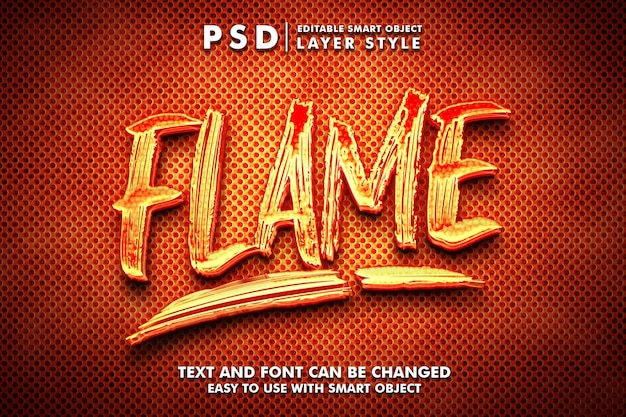 スマートオブジェクトを使用したFlame3dテキストエフェクトプレミアムpsd