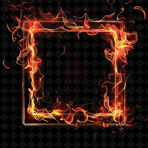 Flame burst arcane frame con fiamme vorticose e fiammeggiante embe neon color frame y2k art collection