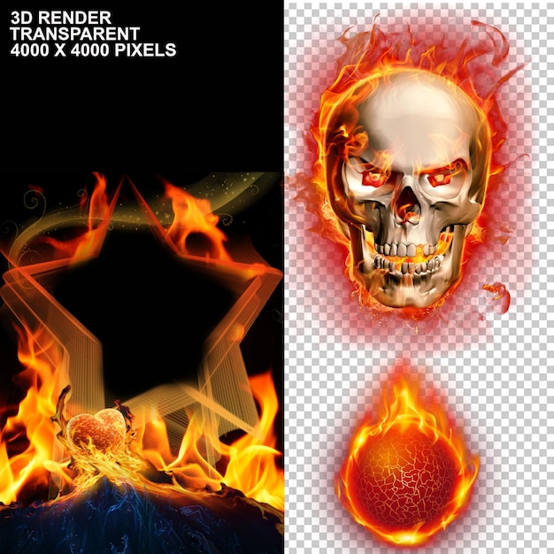 PSD flame fire combustion flame skull flaming