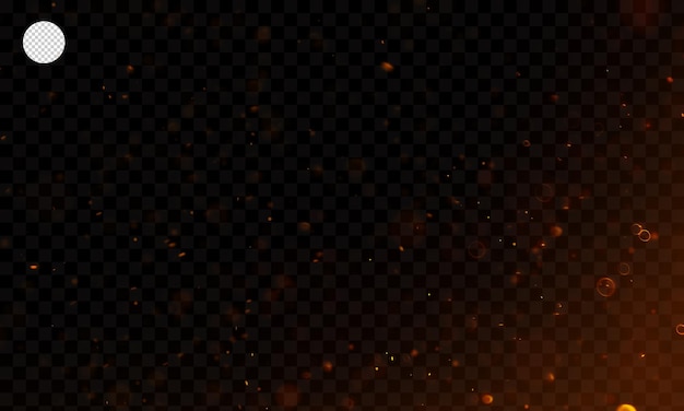 PSD flame and particles dust on transparent background