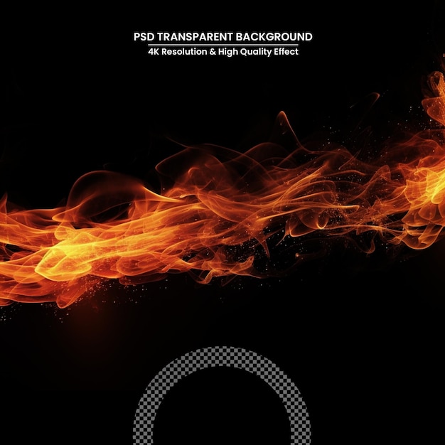 Flames of fire and flying sparks isolated on transparent background abstract flaming background