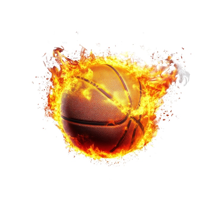 PSD flaming basketball - fiery sports action