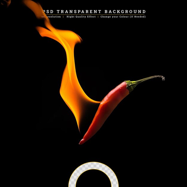 PSD flaming hot pepper on a black background