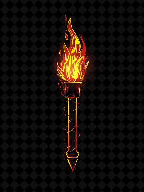 PSD a flaming torch with a flame on a black background