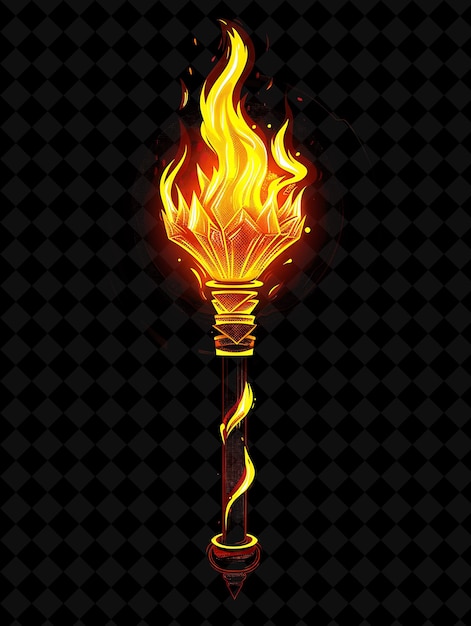 PSD a flaming torch with the word fire on it