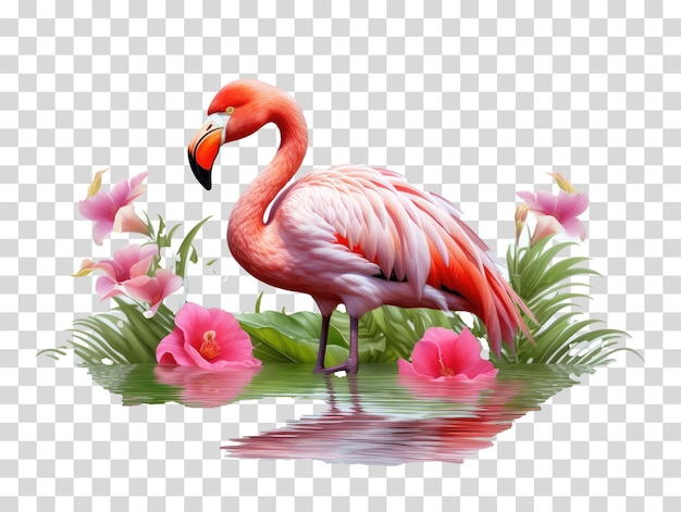 PSD flamingo clipart on transparent background vector illustration