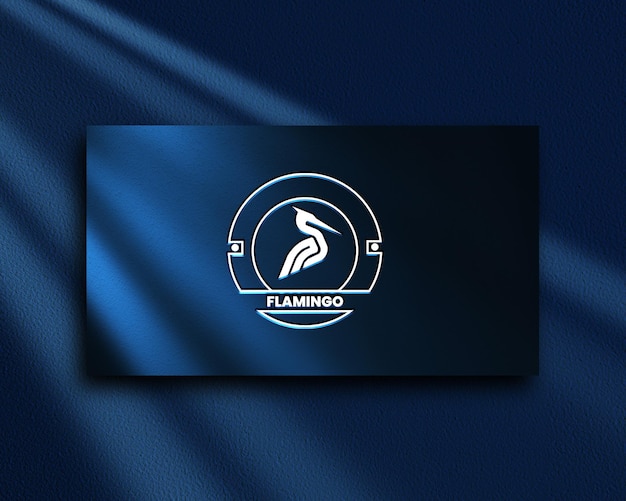 Flamingo close up logo mockup psd premium