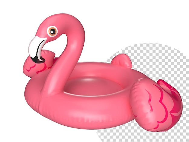 PSD flamingo inflatable float pink inflatable swimming pool rings and balloon 3d float flamingo summer beach or pool toys swimming pool summer sea concept 3d rendering