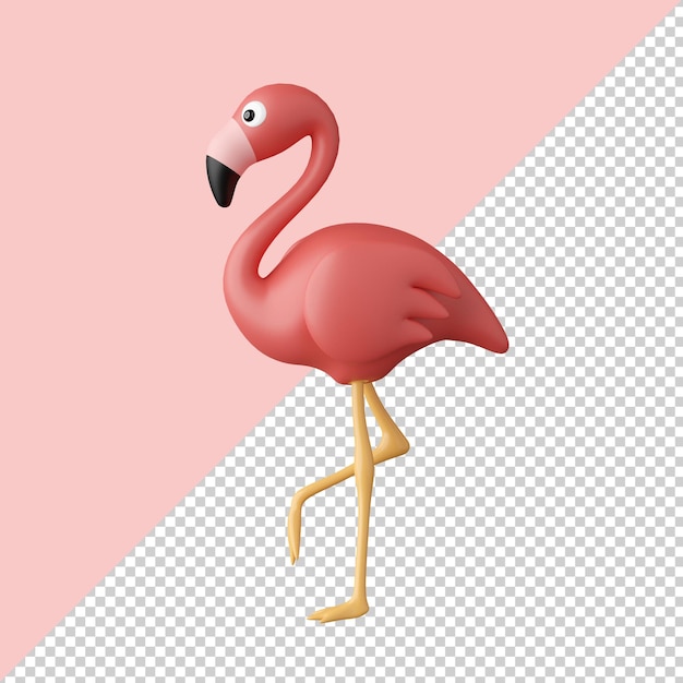 PSD flamingo isolated 3d render