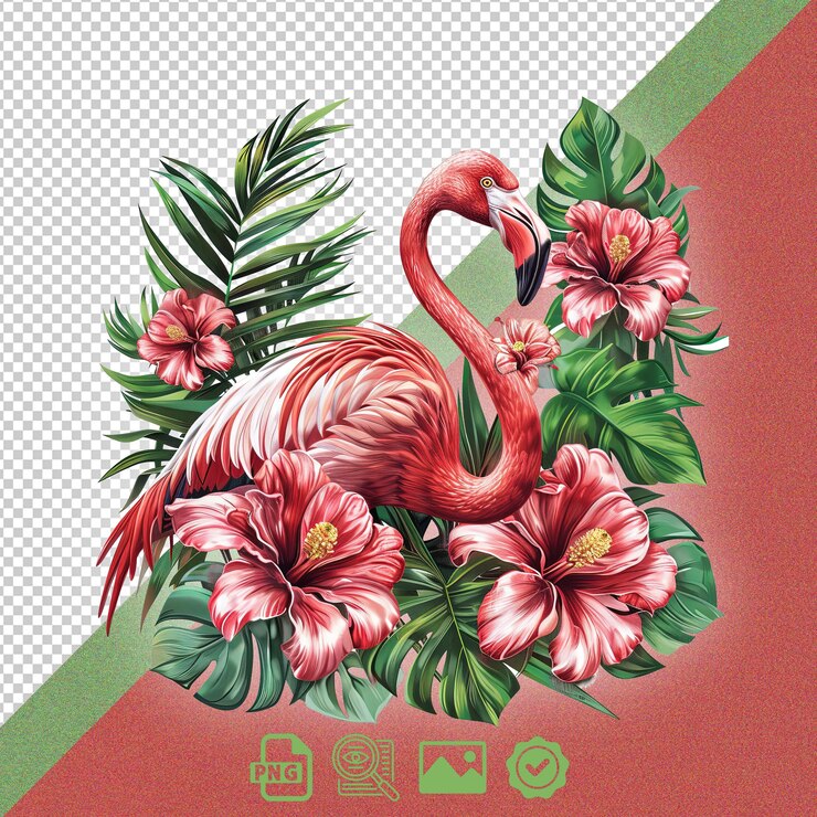 PSD flamingo png vector i n white background