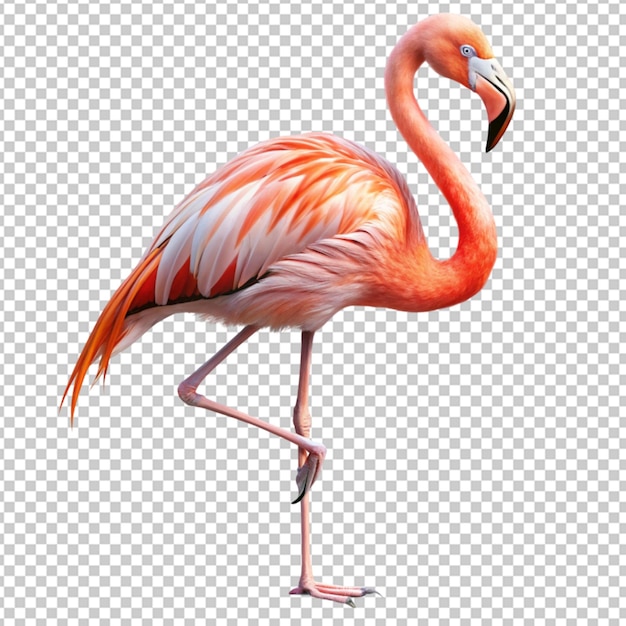 PSD flamingo stojące na przezroczystym tle