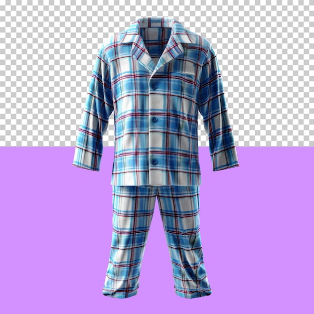 PSD flannel pajamas isolated object transparent background