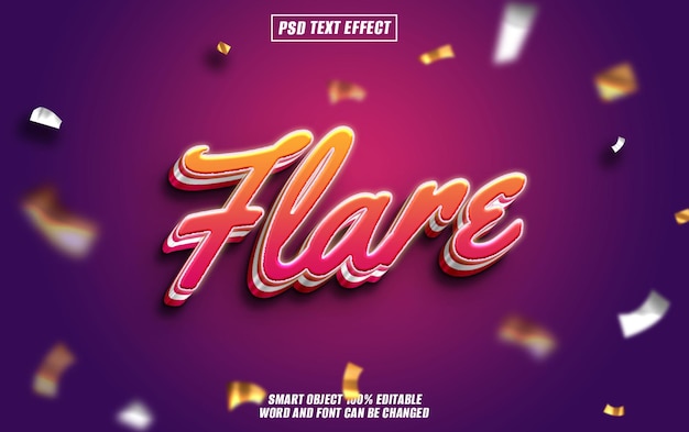 flare text effect font editable typography 3d text