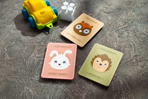 PSD flash card for kids mock-up design