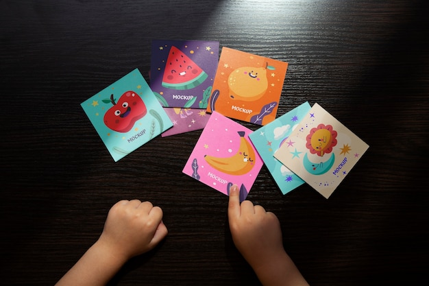 PSD flash card for kids mock-up design