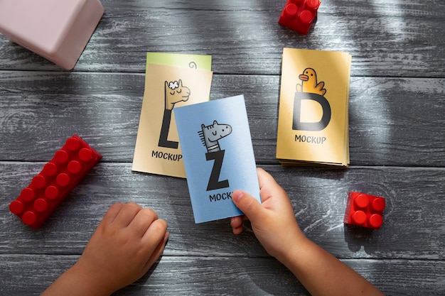 PSD flash card for kids mock-up design