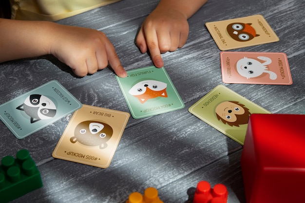 PSD flash card for kids mock-up design